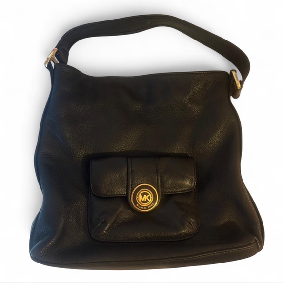 MK Michael Kors Black Leather Purse - Picture 1 of 4